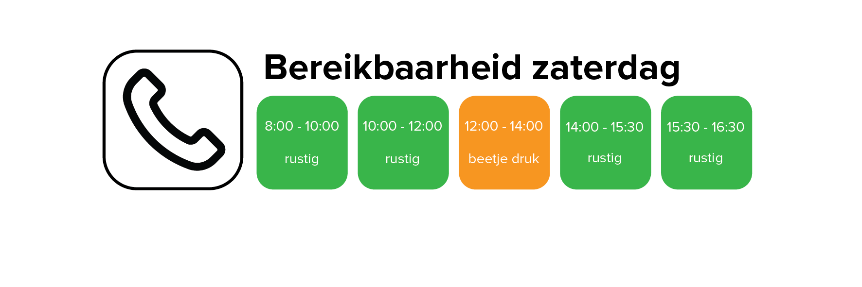 Bereikbaarheid zaterdag